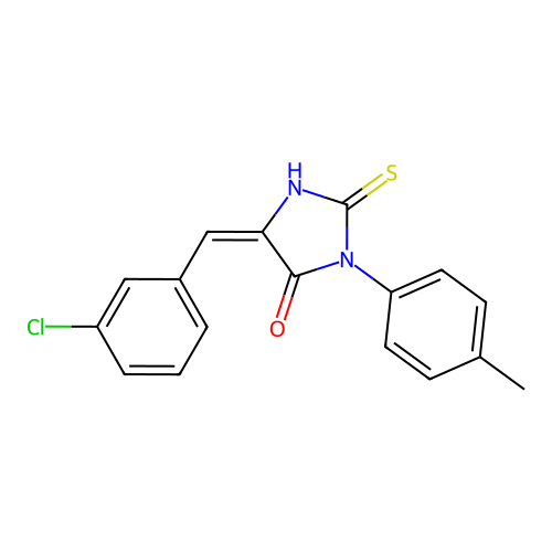 Hydantoin, 5-(m-chlorobenzylidene)-2-thio-3-(p-tolyl)- structure