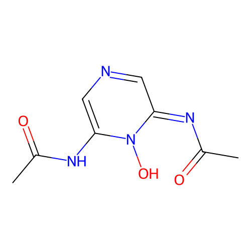 N-(6-acetylimino-1-hydroxypyrazin-2-yl)acetamide structure