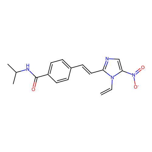 4-[2-(1-ethenyl-5-nitroimidazol-2-yl)ethenyl]-N-propan-2-ylbenzamide structure
