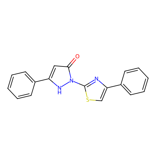 5-phenyl-2-(4-phenyl-1,3-thiazol-2-yl)-1H-pyrazol-3-one structure