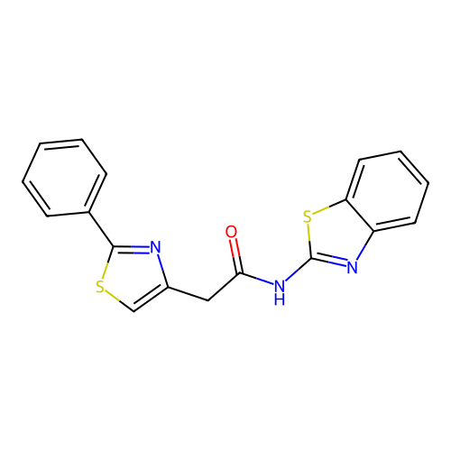 N-(1,3-benzothiazol-2-yl)-2-(2-phenyl-1,3-thiazol-4-yl)acetamide structure