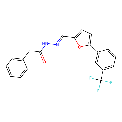 2-phenyl-N'-[(E)-{5-[3-(trifluoromethyl)phenyl]furan-2-yl}methylidene]acetohydrazide structure
