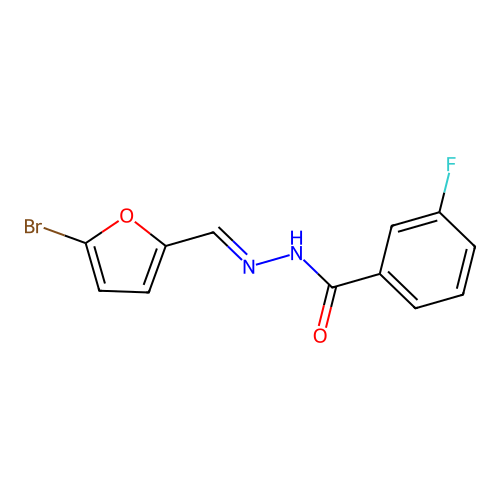 N-[(E)-(5-bromofuran-2-yl)methylideneamino]-3-fluorobenzamide structure