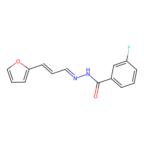 3-fluoro-N-[(E)-[(E)-3-(furan-2-yl)prop-2-enylidene]amino]benzamide structure