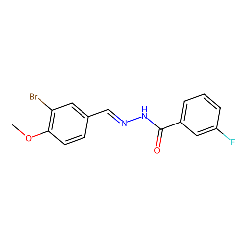 N-[(E)-(3-bromo-4-methoxyphenyl)methylideneamino]-3-fluorobenzamide structure