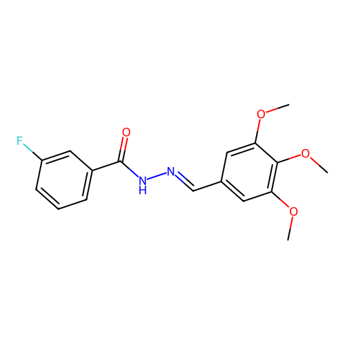 3-fluoro-N-[(E)-(3,4,5-trimethoxyphenyl)methylideneamino]benzamide structure