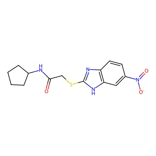 N-cyclopentyl-2-[(6-nitro-1H-benzimidazol-2-yl)sulfanyl]acetamide structure