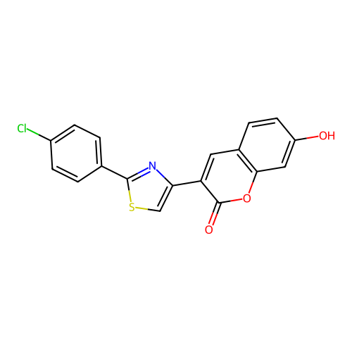 3-[2-(4-chlorophenyl)-1,3-thiazol-4-yl]-7-hydroxy-2H-chromen-2-one structure