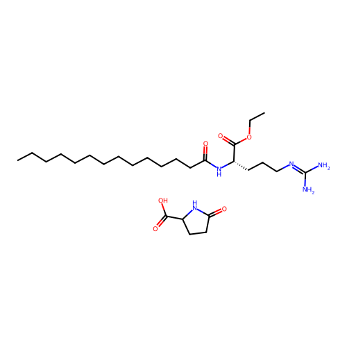 Pyrrolidone carboxylic acid ethyl myristoyl arginate structure