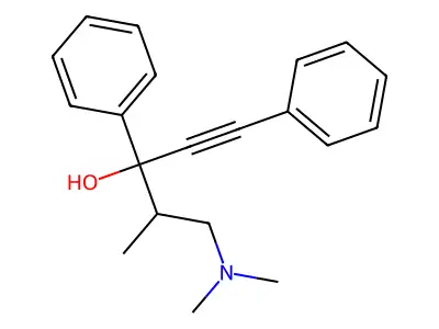 5-(Dimethylamino)-4-methyl-1,3-diphenylpent-1-yn-3-ol structure