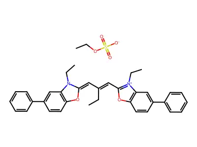 3-Ethyl-2-[2-[(3-ethyl-5-phenyl-1,3-benzoxazol-3-ium-2-yl)methylidene]butylidene]-5-phenyl-1,3-benzoxazole;ethyl sulfate structure
