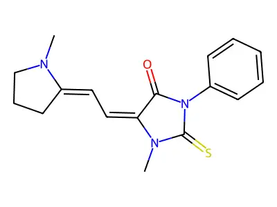 1-Methyl-5-[2-(1-methyl-2-pyrrolidinylidene)ethylidene]-3-phenyl-2-thioxo-4-imidazolidinone structure
