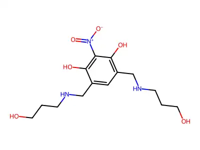 4,6-Bis[(3-hydroxypropylamino)methyl]-2-nitrobenzene-1,3-diol structure