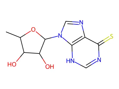 9-(3,4-dihydroxy-5-methyloxolan-2-yl)-3H-purine-6-thione structure