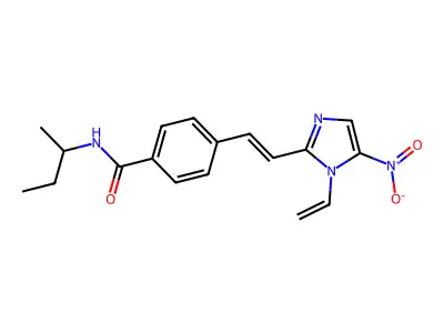 N-butan-2-yl-4-[(E)-2-(1-ethenyl-5-nitroimidazol-2-yl)ethenyl]benzamide structure