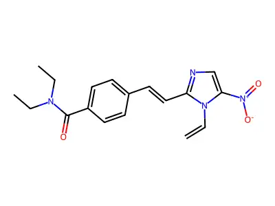 4-[2-(1-ethenyl-5-nitroimidazol-2-yl)ethenyl]-N,N-diethylbenzamide structure