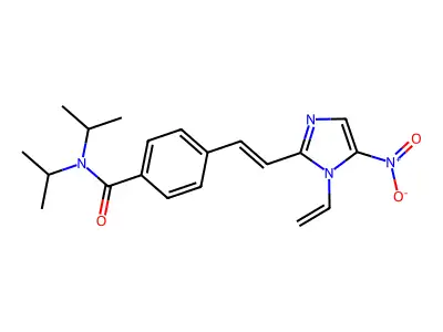4-[2-(1-ethenyl-5-nitroimidazol-2-yl)ethenyl]-N,N-di(propan-2-yl)benzamide structure