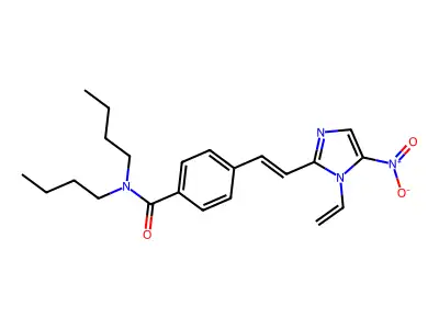 N,N-dibutyl-4-[2-(1-ethenyl-5-nitroimidazol-2-yl)ethenyl]benzamide structure
