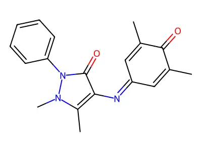4-[(3,5-dimethyl-4-oxocyclohexa-2,5-dien-1-ylidene)amino]-1,5-dimethyl-2-phenylpyrazol-3-one structure