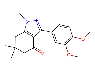 3-(3,4-Dimethoxyphenyl)-1,6,6-trimethyl-5,7-dihydroindazol-4-one structure