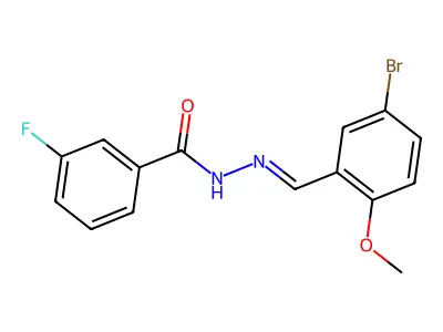 N-[(E)-(5-bromo-2-methoxyphenyl)methylideneamino]-3-fluorobenzamide structure
