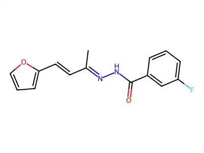 3-fluoro-N-[(E)-[(E)-4-(furan-2-yl)but-3-en-2-ylidene]amino]benzamide structure