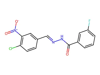 N-[(E)-(4-chloro-3-nitrophenyl)methylideneamino]-3-fluorobenzamide structure