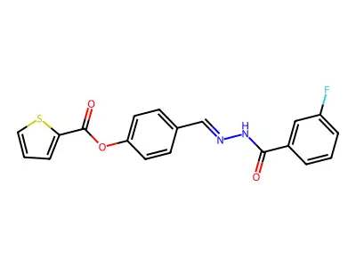 [4-[(E)-[(3-fluorobenzoyl)hydrazinylidene]methyl]phenyl] thiophene-2-carboxylate structure