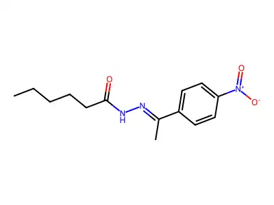 N-[(E)-1-(4-nitrophenyl)ethylideneamino]hexanamide structure