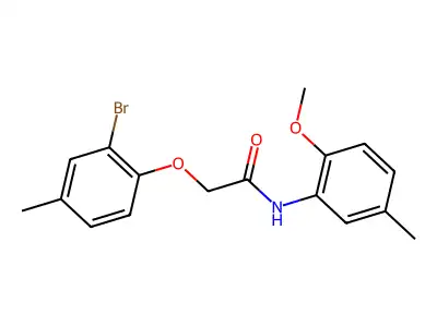 2-(2-bromo-4-methylphenoxy)-N-(2-methoxy-5-methylphenyl)acetamide structure
