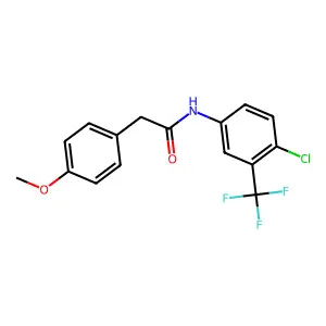 N-[4-chloro-3-(trifluoromethyl)phenyl]-2-(4-methoxyphenyl)acetamide structure