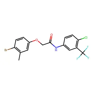 2-(4-bromo-3-methylphenoxy)-N-[4-chloro-3-(trifluoromethyl)phenyl]acetamide structure