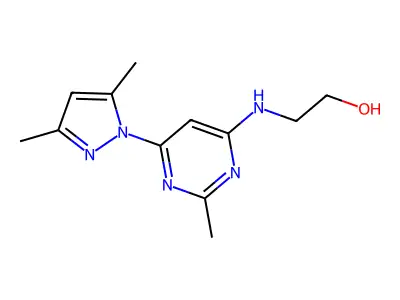 2-((6-(3,5-Dimethyl-1H-pyrazol-1-yl)-2-methylpyrimidin-4-yl)amino)ethanol structure