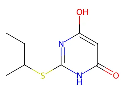2-(butan-2-ylsulfanyl)-6-hydroxypyrimidin-4(3H)-one structure