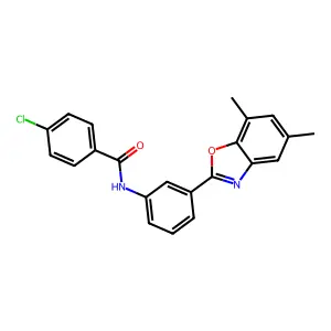 4-chloro-N-[3-(5,7-dimethyl-1,3-benzoxazol-2-yl)phenyl]benzamide structure