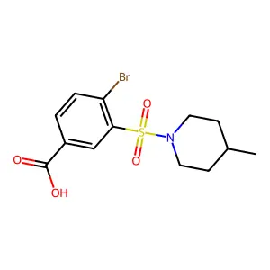 4-Bromo-3-[(4-methylpiperidin-1-yl)sulfonyl]benzoic acid structure