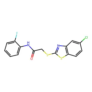 2-[(5-chloro-1,3-benzothiazol-2-yl)sulfanyl]-N-(2-fluorophenyl)acetamide structure