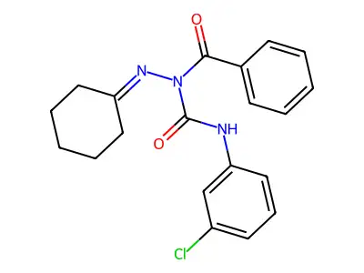 N-[(3-chlorophenyl)carbamoyl]-N-(cyclohexylideneamino)benzamide structure