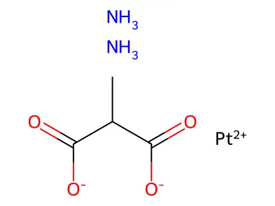 cis-(Methylmalonatodiammine)platinum(II) structure