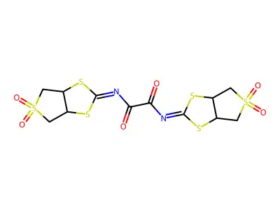 N1,N2-Bis(tetrahydro-5,5-dioxidothieno[3,4-d]-1,3-dithiol-2-ylidene)ethanediamide structure