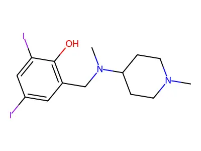 2,4-Diiodo-6-{[methyl(1-methylpiperidin-4-yl)amino]methyl}phenol structure