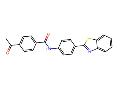 4-acetyl-N-[4-(1,3-benzothiazol-2-yl)phenyl]benzamide structure