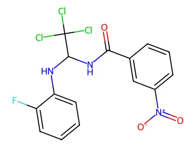3-nitro-N-[2,2,2-trichloro-1-(2-fluoroanilino)ethyl]benzamide structure
