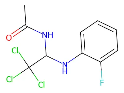 N-[2,2,2-trichloro-1-(2-fluoroanilino)ethyl]acetamide structure