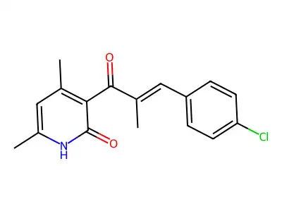 3-[3-(4-chlorophenyl)-2-methylacryloyl]-4,6-dimethyl-2(1H)-pyridinone structure