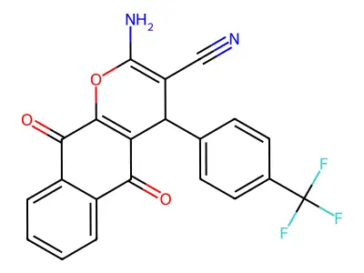 2-amino-5,10-dioxo-4-[4-(trifluoromethyl)phenyl]-4H-benzo[g]chromene-3-carbonitrile structure