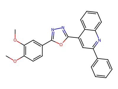2-(3,4-Dimethoxyphenyl)-5-(2-phenylquinolin-4-yl)-1,3,4-oxadiazole structure