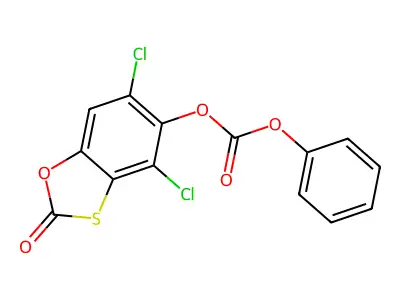 (4,6-Dichloro-2-oxo-1,3-benzoxathiol-5-yl) phenyl carbonate structure