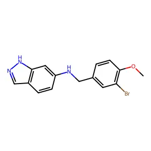 N-[(3-bromo-4-methoxyphenyl)methyl]-1H-indazol-6-amine structure