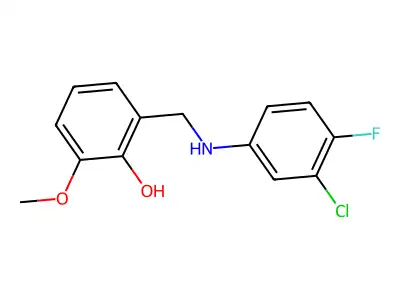 2-{[(3-Chloro-4-fluorophenyl)amino]methyl}-6-methoxyphenol structure